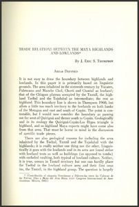 Trade relations between the Maya Highlands and Lowlands